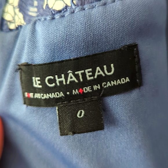 Elegant Le Chateau Floral Lace Blue Dress - Size 0 / XS - Picture 5 of 5